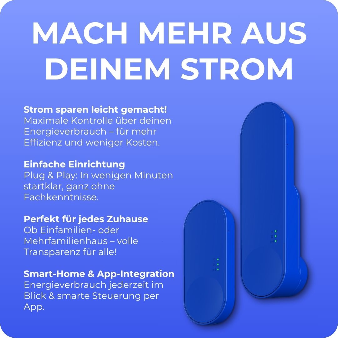 Stromverbrauch messen leicht gemacht - einfache Einrichtung ohne Fachkenntnisse ob Ein- oder Mehrfamilienhaus, Energieverbrauch überwachen und smarte Steuerung per App