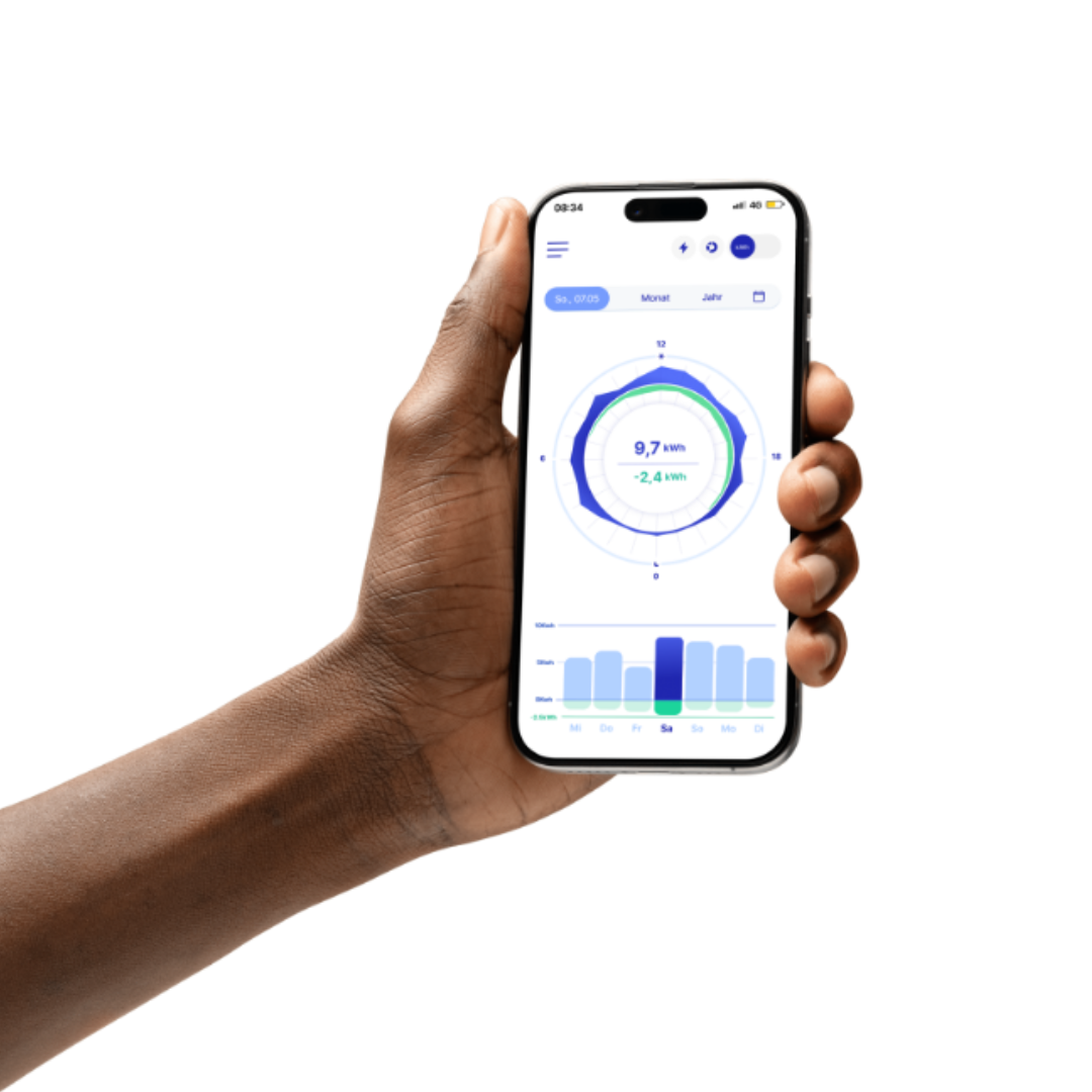 Handy mit IOmeter App und Plus-Ansicht