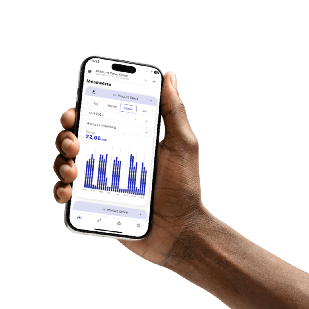 Handy mit IOmeter App und Plus-Ansicht