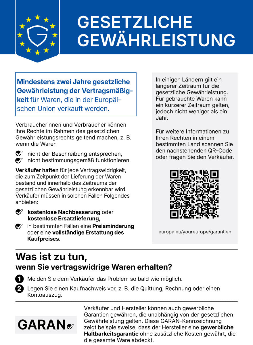 Gesetzliche Gewährleistung – EU-Standardhinweis